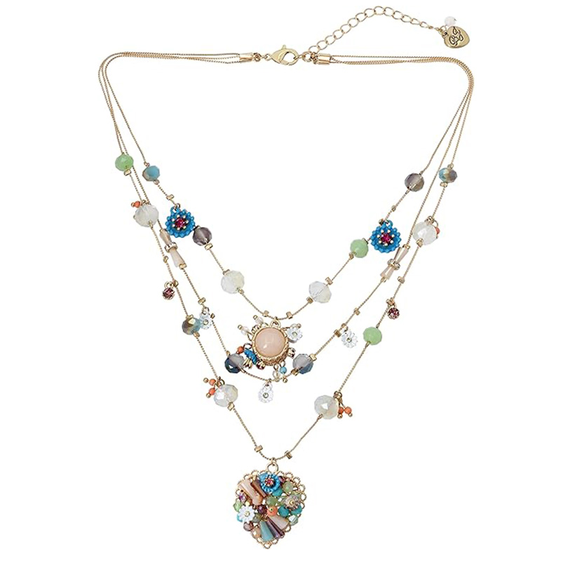 Boho Bloom Multi-Collana con ciondolo a cuore a strati