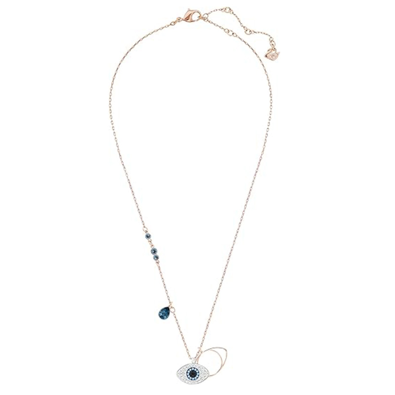 Collana con ciondolo radioso Guardiano Malocchio con accenti di zirconi blu Un simbolo di eleganza, protezione e stile senza tempo