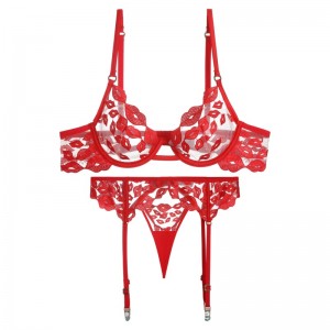 Lingerie sexy - ultra-sottile, con ricamo a labbro rosso e pizzo. Esso\\È un reggiseno set per il seno di grandi dimensioni che li rende più piccoli e impedisce il calo del prezzo W7229:$219,99