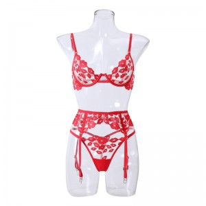 Lingerie sexy - ultra-sottile, con ricamo a labbro rosso e pizzo. Esso\\È un reggiseno set per il seno di grandi dimensioni che li rende più piccoli e impedisce il calo del prezzo W7229:$219,99