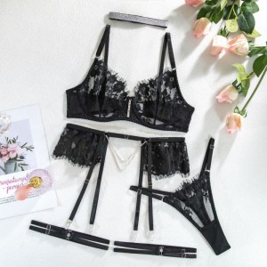 Nuovo stile in pizzo - Set di biancheria intima tagliata con diamante - colletto a collo tempestato. Esso\\è un cinque - Croce pezzo - set di lingerie sexy di confine, abbigliamento appassionato con europeo - American Ins Style My96628 ...