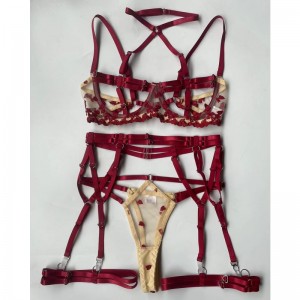 Attraverso - Lingerie sexy di confine. Alla moda due - giunzione di tono con cravatta - cinghie. Lingerie erotica intricata ed elaborata cinque - set di pezzi. My96638 Prezzo:$129,99
