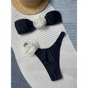2025 Nuovo bikini europeo e americano Hot Girl con tre - Fiori dimensionali. Attraverso - Bordo migliore - vendendo due sexy - Case dinuoto con pantaloni triangolari 8863 Prezzo:$79,99
