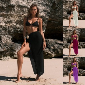 2025 Abito lungo dinicchia dinicchia di Nuovo stile Caldo con set da spiaggia per motivi floreali, bikini di colore solido commerciale straniero tre-set di pezzi, costume da bagno per le vacanze per donne 8891 Prezzo:$119.99