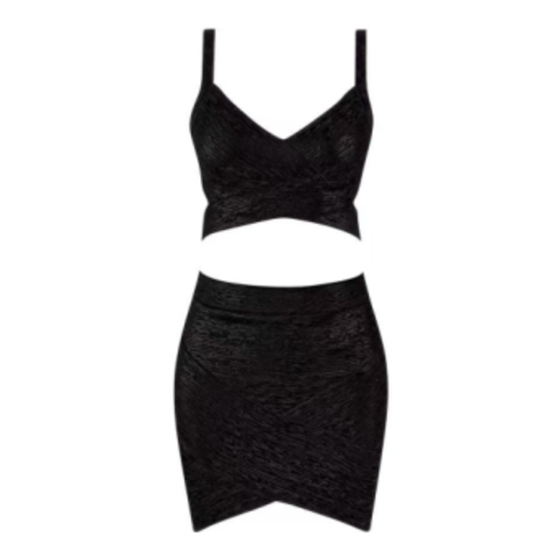 Camisole in maglia stampata in oro estivo, set di gonna avvolgente alla moda