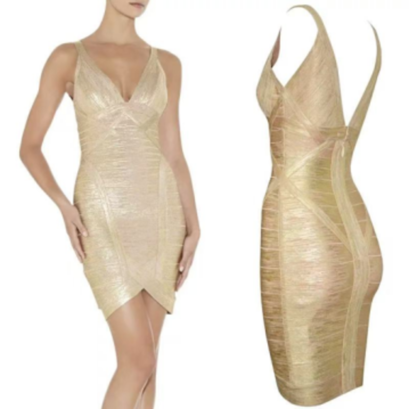 Scate di abiti da bandage a maglia double V con stampa estiva