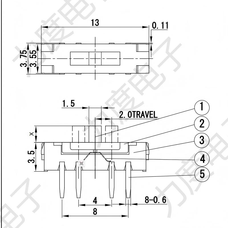 interruttore a scorrimento MSS-23D19 otto-perno orizzontale/interruttore verticale bloccato/tre senza spillo-posizione
